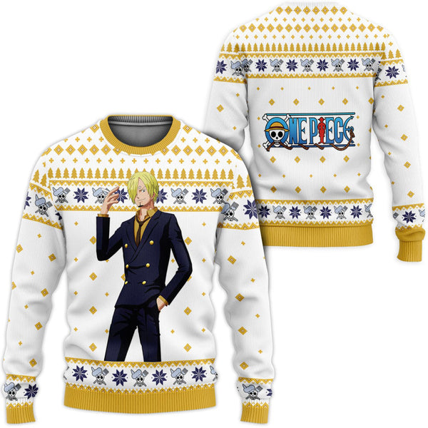 Divesart - Sanji Anime Ugly Christmas pusero ja huppari Custom One Piece Anime -joululahjat